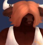  anthro bovid bovine cattle clothed clothing headphones horn ian_(braeburned) luxoh male male/male mammal shirt solo tank_top tongue tongue_out topwear 