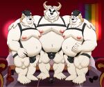  absurd_res albert_d._van_zieks anthro belly blonde_hair charlie_van_zieks darknessminotaur eyewear fur glasses group hair hi_res hybrid male male/male mammal moobs nipples overweight overweight_anthro overweight_male polar_bear richard_van_zieks trio ursid ursine white_body white_fur 