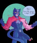  abs anthro avocato balls big_balls big_pecs big_penis claws clothing domestic_cat felid feline felis final_space genitals hi_res looking_at_viewer male mammal mokatopia muscular muscular_male nipple_piercing nipples pecs penis piercing solo speech_bubble sweater topwear ventrexian 