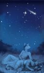  absurd_res anthro canid canine canis clothed clothing duo field grass hi_res julius_(sunhuiz) lapsus_(sunhuiz) laurel_wreath looking_up male mammal night outside plant sleeping star sunhuiz topless wolf 