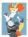  3:4 ambiguous_gender animated anthro bedroom_eyes blue_body blue_fur braixen breasts butt clothed clothing deadxqueen duo female female/ambiguous fluffy fluffy_tail frame_by_frame fur genitals holding_up loop maid_headdress maid_uniform narrowed_eyes nintendo ornaa pawpads pok&eacute;mon pok&eacute;mon_(species) pussy riolu seductive short_playtime side_boob size_difference smile spanking standing stick uniform video_games yellow_body yellow_fur 
