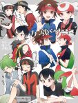  4boys :d ? barefoot baseball_cap beanie black_hair black_headwear blue_jacket bodysuit brendan_(pokemon) brown_eyes brown_hair closed_mouth commentary_request ethan_(pokemon) fingerless_gloves gloves goggles goggles_on_headwear green_hair hat highres jacket kirlia male_focus mightyena multiple_boys nate_(pokemon) open_mouth pokemon pokemon_(creature) pokemon_adventures red_eyes red_headwear red_jacket red_shirt shirt short_hair short_sleeves smile sweatdrop teeth toes tongue upper_teeth visor_cap wally_(pokemon) white_headwear yukin_(es) 