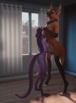 2022 3d_(artwork) 3d_animation animated anthro breasts canid canine curtains digital_media_(artwork) duo eyes_closed female female/female mammal maned_wolf ruaidri sex sex_toy size_difference vibrator window 
