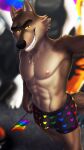  anthro bulge canid canine canis clothed clothing dream_and_nightmare dreamworks hi_res lgbt_pride looking_at_viewer male mammal mr._wolf_(the_bad_guys) nipples the_bad_guys underwear underwear_only wolf 