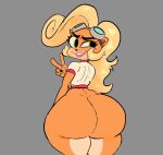  activision anthro big_butt blonde_hair butt clothing coco_bandicoot crash_bandicoot_(series) eyewear female fur goggles green_eyes hair hi_res lemonadepikachu long_hair shirt solo thick_thighs topwear video_games wide_hips 