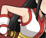  1girl ainu_clothes armpits black_hair bow breasts close-up highres knife long_hair nakoruru samurai_spirits simple_background solo sweat yuuya_(blue_scarab) 