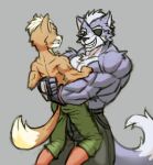  anthro bear_hug canid canine canis duo eye_patch eyewear fight fox_mccloud male mammal muscular muscular_male nintendo star_fox video_games weakly wolf wolf_o&#039;donnell 