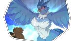  16:9 2022 alpha_channel anthro articuno beak blue_body blue_breasts blue_feathers blue_tail blue_wings brown_body brown_fur drunk_oak duo feathers female fur hi_res larger_female legendary_pok&eacute;mon looking_at_another nintendo pok&eacute;mon pok&eacute;mon_(species) size_difference video_games widescreen wings 