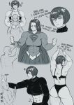  1boy 1girl abs absurdres ass back bodysuit bra breasts cape cosplay english_text flexing heart highres huge_ass kabedon large_breasts long_sleeves midriff muscular muscular_female original phone pose short_hair sketch skirt sparkle speedl00ver supergirl supergirl_(cosplay) sweater taking_picture thick_thighs thighs tomboy underwear 