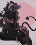  2022 absurd_res anthro black_hair black_nose bovid breasts caprine clothed clothing digital_media_(artwork) ear_piercing ear_ring female goat hair hi_res hybrid mammal piercing pink_eyes smile solo vexstacy 