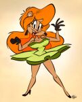  anthro clothed clothing female gloves hair handwear julie_bruin mammal orange_hair solo themrock tiny_toon_adventures ursid warner_brothers 