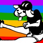  anthro black_clothing black_hat black_headwear black_shirt black_topwear bovid briefs capra_kid caprine clothing domestic_cat facial_hair felid feline felis fur goat goatee hat headgear headwear hooves horn lgbt_history_month lgbt_pride male mammal rainbow_flag rainbow_symbol shirt solo tighty_whities topwear underwear white_body white_briefs white_clothing white_fur white_underwear 