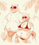  absurd_res anthro beach big_breasts bodily_fluids breasts bulge canid canine dessert domestic_cat duo enny_gima eyewear felid feline felis female food hi_res ice_cream kitty_kinkz_(artist) male mammal navel palm_tree plant raccoon_dog ruby_mello_(dynamitegrizzly) seaside slightly_chubby sunglasses sweat tail_around_partner tanuki trans_(lore) tree turkish_van 