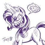  absurd_res brain equid equine evil_grin fire friendship_is_magic hasbro hi_res horn jowybean mammal monochrome my_little_pony open_mouth open_smile organs rarity_(mlp) sharp_teeth smile teeth unicorn x_x 