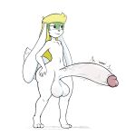  angelthecatgirl anthro balls big_balls big_penis blonde_hair buckteeth english_text erection exclamation_point eye_mask genitals hair hand_on_hip hi_res huge_penis hyper hyper_genitalia hyper_penis lagomorph leporid long_ears long_hair male mammal nude onomatopoeia penis rabbit smile solo sound_effects teeth text thick_thighs throbbing_penis vein veiny_penis white_body 