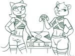  a_kitty_bobo_show anthro bottomwear clothed clothing controller crossover domestic_cat duo father_of_the_pride felid feline felis female game_console game_controller hair hand_on_hip hi_res holding_object lion maggie_(kitty_bobo) mammal microsoft midriff monochrome pantherine pupils redout shorts sierra_(father_of_the_pride) slit_pupils thick_thighs video_games wide_hips xbox xbox_console xbox_game_studios 