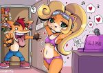  &lt;3 activision aku_aku anthro blush bra breasts clothing coco_bandicoot computer crash_bandicoot crash_bandicoot_(series) female group laptop male male/female nodaryo panties trio underwear video_games 