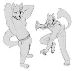  2022 anthro bottomwear canid canine canis clothing hand_on_head hi_res jrjresq looking_away male mammal muscular muscular_anthro muscular_male nintendo pants pants_only simple_background sketch solo star_fox video_games wolf wolf_o&#039;donnell 