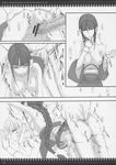  1girl ass ass_grab bleach bouncing_breasts braid breasts censored comic doggystyle doujinshi gokkun greyscale hanging_breasts hetero highres honjou_raita kurotsuchi_nemu large_breasts monochrome onegai_fukukan_sama penis sex single_braid swallowing sweat vaginal 