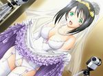  akehime_mayu black_hair breasts bridal_veil bride camcorder cleavage covered_nipples dress dress_lift dutch_angle elbow_gloves frills game_cg garter_belt gloves green_eyes hair_up jewelry kyouhaku_2 large_breasts necklace open_mouth panties pussy_juice ribahara_aki short_hair solo tears thigh_gap thighhighs underwear veil wedding_dress white_panties 