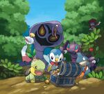  2007 absurd_res ambiguous_gender arbok beady_eyes black_body blue_body bow_ribbon chimecho coin cute_fangs dirt drapion feral glowing glowing_eyes grass green_body group hi_res in_tree ken_sugimori leaf munchlax nintendo official_art piplup plant pok&eacute;mon pok&eacute;mon_(species) pok&eacute;mon_mystery_dungeon purple_body red_body red_eyes ribbons seed shell smile tan_body treasure_chest tree turtwig video_games weavile white_body yellow_body yellow_eyes 