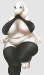  2018 5_fingers anthro belly big_breasts biped boss_monster bovid breasts caprine cleavage clothed clothing clothing_lift clothing_pull curvy_figure deep_navel eyelashes feet female fingers front_view fur g-string grey_eyes hi_res horn huge_breasts hurikata legwear long_ears looking_up mammal navel on_one_leg panties panty_pull pinup pose skimpy slightly_chubby solo standing stockings thick_thighs thigh_highs toes toriel undertale undertale_(series) underwear underwear_pull undressing video_games voluptuous white_body white_fur wide_hips 