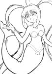  1girl ahoge ataru_(ataru-littlebird) bracelet commentary_request fish_tail highres jewelry lineart long_hair mermaid mermaid_melody_pichi_pichi_pitch monochrome monster_girl nanami_lucia open_mouth shell shell_bikini shell_necklace sidelocks smile solo tail twintails 