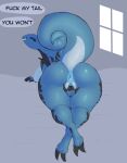  alien all_fours anthro anus artlegionary bed big_breasts big_butt blue_anus blue_body blue_pussy blue_scales bodily_fluids breasts butt curvy_figure dialogue fangs female fingering furniture genital_fluids genitals lenni_(artlegionary) looking_at_viewer looking_back looking_back_at_viewer masturbation nude pussy pussy_juice rear_view scales solo text thick_thighs vaginal vaginal_fingering voluptuous wurae 