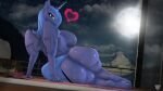 3d_(artwork) absurd_res anthro anthrofied big_breasts big_butt breasts butt digital_media_(artwork) equid equine female friendship_is_magic hi_res horn looking_at_viewer looking_back looking_back_at_viewer mammal my_little_pony naughty_cube nude princess_luna_(mlp) solo winged_unicorn wings 
