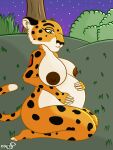  absurd_res anthro breasts colty8 felid female hi_res jaguar mammal pantherine plant pregnant sabor shrub solo tree 