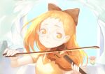  1girl arbbun brown_hair character_request curtains female_child fujiwara_hazuki glasses holding holding_instrument instrument long_hair ojamajo_doremi orange_hair round_eyewear sad solo upper_body violin 