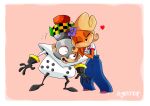  &lt;3 activision anthro blonde_hair blush clothing coco_bandicoot crash_bandicoot_(series) doctor_n._gin duo embrace female flower gloves hair handwear happy hi_res hug human humanoid male male/female mammal orange_hair overalls plant rocket sigerreip smile video_games 