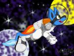  anthro boots clothing flying footwear jet_pack lucario male marquis2007 nintendo pok&eacute;mon pok&eacute;mon_(species) rocket_boots rukario71_(character) silver_boots solo space spacesuit video_games 