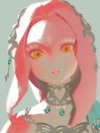  1girl bellhenge colored_skin headdress jewelry looking_at_viewer mipha necklace open_mouth portrait red_skin the_legend_of_zelda the_legend_of_zelda:_breath_of_the_wild yellow_eyes 
