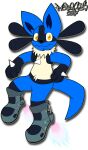  alpha_channel anthro blue_body blue_fur boots clothing flying footwear fur hi_res lucario male marquis2007 nintendo pok&eacute;mon pok&eacute;mon_(species) rocket_boots rukario71_(character) solo spikes video_games 