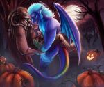  alien alien-rat anthro dragon duo eli_d&#039;astalles erection eye_contact food fruit full_moon genitals halloween halloween_pumpkin holidays intimate looking_at_another male male/male membrane_(anatomy) membranous_wings moon penetration penis plant predator_(franchise) pumpkin scalie sex western_dragon wings yautja 