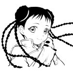  1girl 2022 animal_on_shoulder braid closed_mouth cropped_torso dated floating_hair fullmetal_alchemist greyscale hair_bun highres long_hair looking_at_viewer may_chang mini_(pixiv6327751) monochrome panda portrait simple_background sketch smile solo white_background xiao-mei 