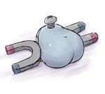  ass commentary_request from_above from_behind full_body kaceuth looking_away magnemite magnet no_humans pokemon pokemon_(creature) screw simple_background white_background 