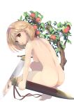  1girl ass barefoot blonde_hair breasts brown_eyes completely_nude djeeta_(granblue_fantasy) from_side full_body granblue_fantasy hairband highres holding holding_sword holding_weapon medium_breasts medium_hair naruse_hirofumi non-web_source nude open_mouth red_hairband scabbard sheath shiny shiny_hair shoulder_blades sideboob soles solo sword weapon white_background 
