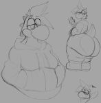  anthro big_butt butt clothing footwear gesture hair half-closed_eyes hands_in_both_pockets hi_res hoodie huge_butt huge_thighs hyper hyper_butt kerchief male mario_bros monochrome narrowed_eyes nintendo shoes solo thick_thighs topwear v_sign video_games xytora yoshi 
