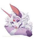  2022 absurd_res anthro digital_media_(artwork) eyebrows eyelashes female fur hi_res looking_at_viewer purple_eyes smile solo vexstacy white_body white_fur 