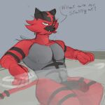  absurd_res angry anthro genitals hi_res hot_spring hot_tub i_will_dance_only_if_the_beat_is_funky incineroar lounging male markings muscular nintendo penis pok&eacute;mon pok&eacute;mon_(species) sketch solo speech_bubble video_games water 