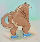  2022 anthro belly big_belly big_butt blush brown_body butt hi_res humanoid_hands hybrid male mammal murid murine osos overweight overweight_male rat rodent sciurid solo 