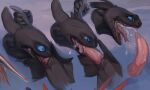  anthro disembodied_penis dragon dreamworks duo erection faceless_character faceless_male genitals hi_res how_to_train_your_dragon male male/male oral oral_penetration penetration penis scavy toothless 