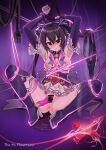 1girl anus ass bare_shoulders bdsm black_hair blush bondage boots bound breasts censored chain chained detached_sleeves dress frilled_dress frilled_sleeves frills full_body goyain medium_breasts neptune_(series) nipples noire_(neptune_series) object_insertion open_mouth pussy_juice pussy_juice_puddle red_eyes restrained sitting solo sweat thigh_boots twintails vaginal vaginal_object_insertion 