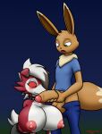  balls big_balls big_breasts big_penis bodily_fluids breasts chameloshi clothed clothing collar dripping duo eevee female genital_fluids genitals hi_res huge_breasts lycanroc male male/female midnight_lycanroc nintendo open_mouth penis pok&eacute;mon pok&eacute;mon_(species) precum precum_drip spiked_collar spikes surprise surprised_expression video_games 