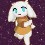  1:1 2022 animal_humanoid bottomless cave_story clothed clothing digital_media_(artwork) fan_character female fur humanoid jer_the_mimiga lagomorph looking_at_viewer mammal mial_(jer) mimiga open_mouth shaded simple_background smile solo topwear video_games 