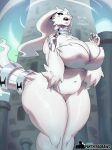  anthro big_breasts black_sclera blue_eyes breasts dragon female fur huge_breasts legendary_pok&eacute;mon nintendo open_mouth overweight pantheradraws pok&eacute;ball pok&eacute;mon pok&eacute;mon_(species) pok&eacute;morph reshiram solo standing thick_thighs three-quarter_view tower video_games white_body white_fur wide_hips 