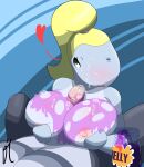  anthro big_breasts big_head blonde_hair blue_body bodily_fluids breast_play breasts cetacean cranebear cum cum_on_breasts cum_on_face cum_on_penis duo female food genital_fluids genitals hair hi_res humanoid jelly_(food) male male/female mammal marine nickelodeon pearl_krabs penis sex spongebob_squarepants titfuck 