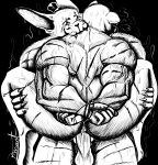  anthro bite bodily_fluids duo five_nights_at_freddy&#039;s five_nights_at_freddy&#039;s_4 gentials hi_res lagomorph leporid male male/male mammal muscular muscular_anthro muscular_male neck_bite nightmare_bonnie_(fnaf) nightmare_freddy_(fnaf) pinumontbalou rabbit scottgames sex sweat ursid video_games 